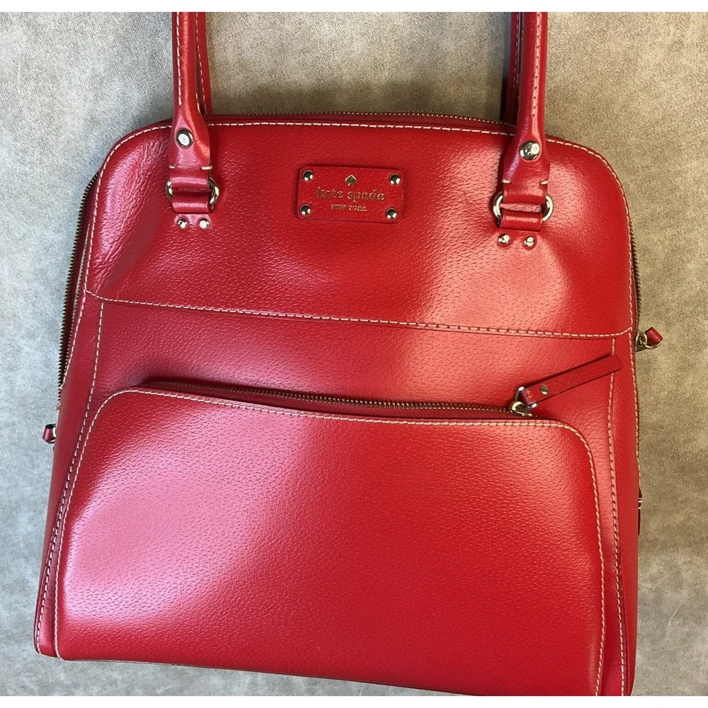 Kate Spade Wellesley Windsor‎ Maeda Red Leather Satchel Rolled Top Handle Bag